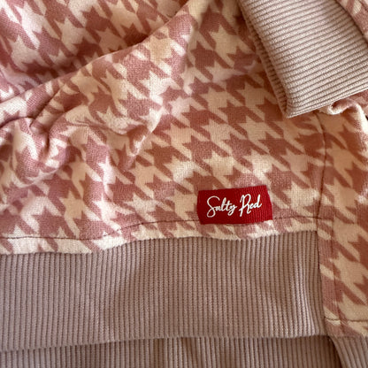 Girls Jumper Dress - Pink and White Houndstooth