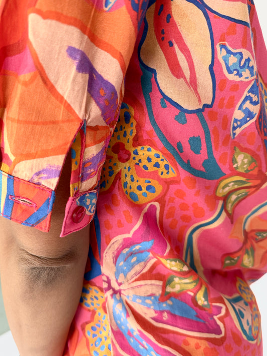 Girls Criss Cross back Dress - Pink Floral