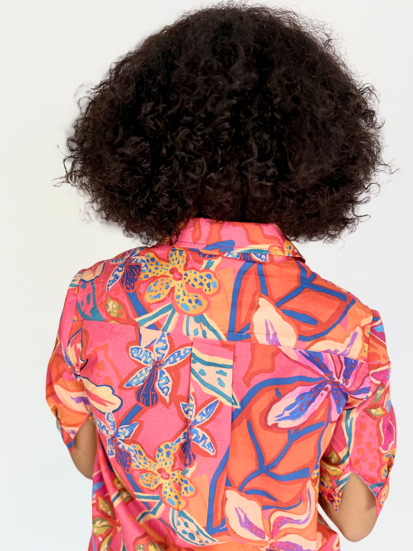 Ladies Shirt Dress - Pink Floral