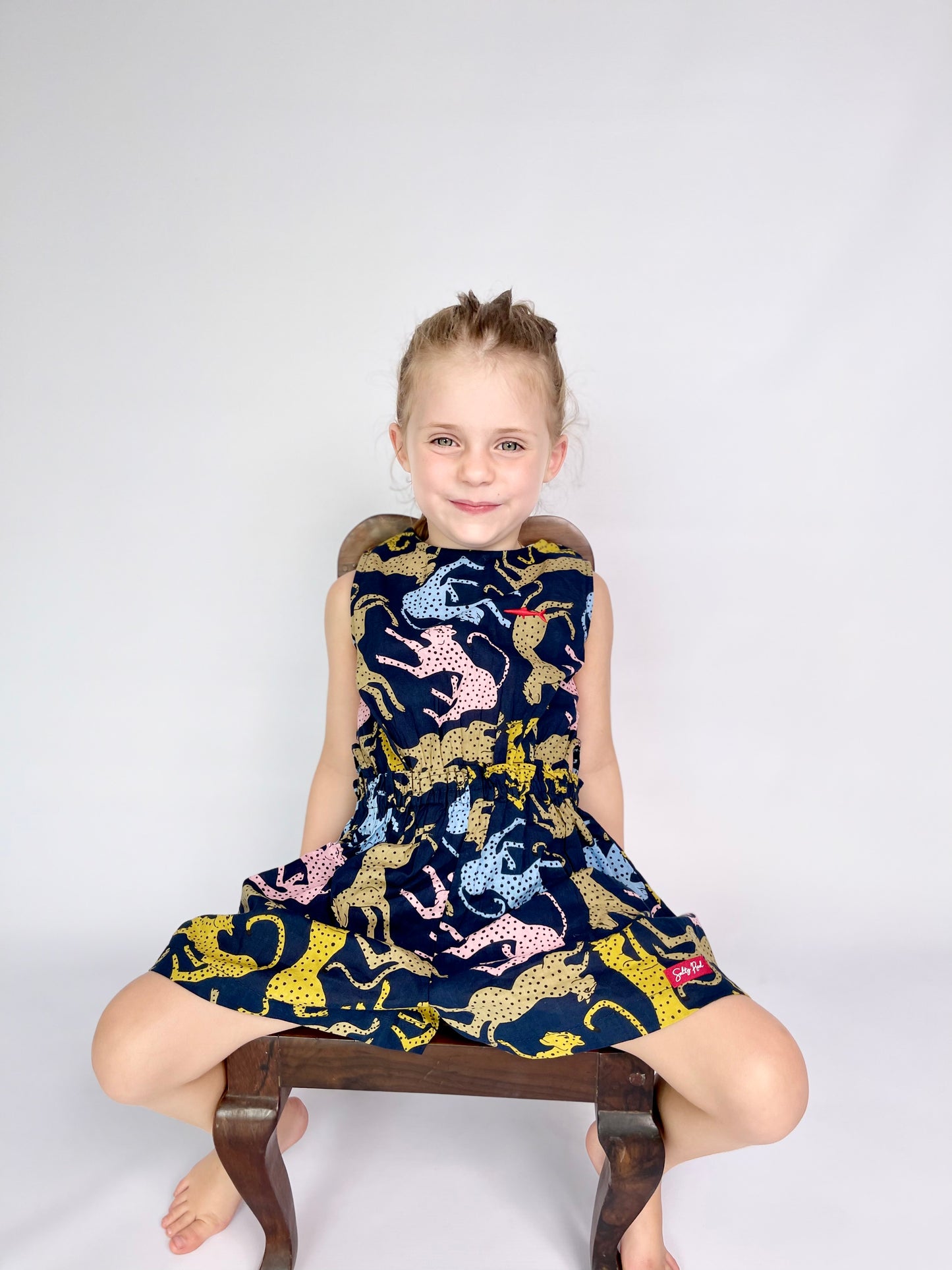 Girls Playsuit - Cheetah on Navy