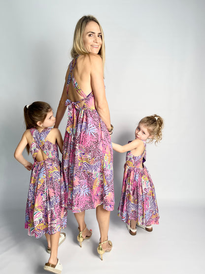 Ladies Dress - Criss Cross back l Purple Wild Zebra