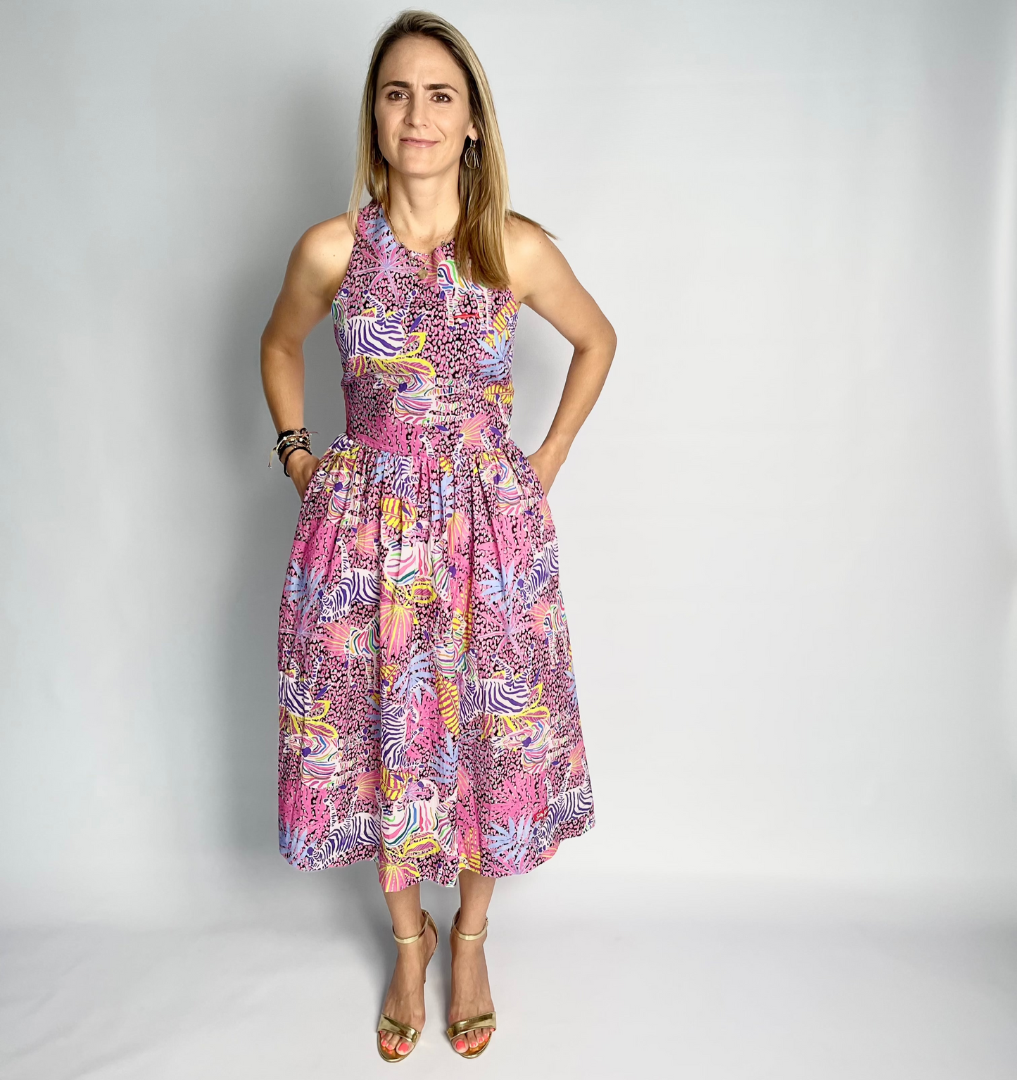 Ladies Dress - Criss Cross back l Purple Wild Zebra