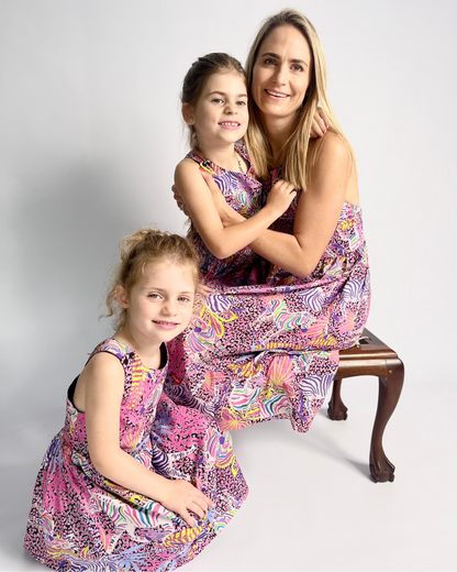 Ladies Dress - Criss Cross back l Purple Wild Zebra