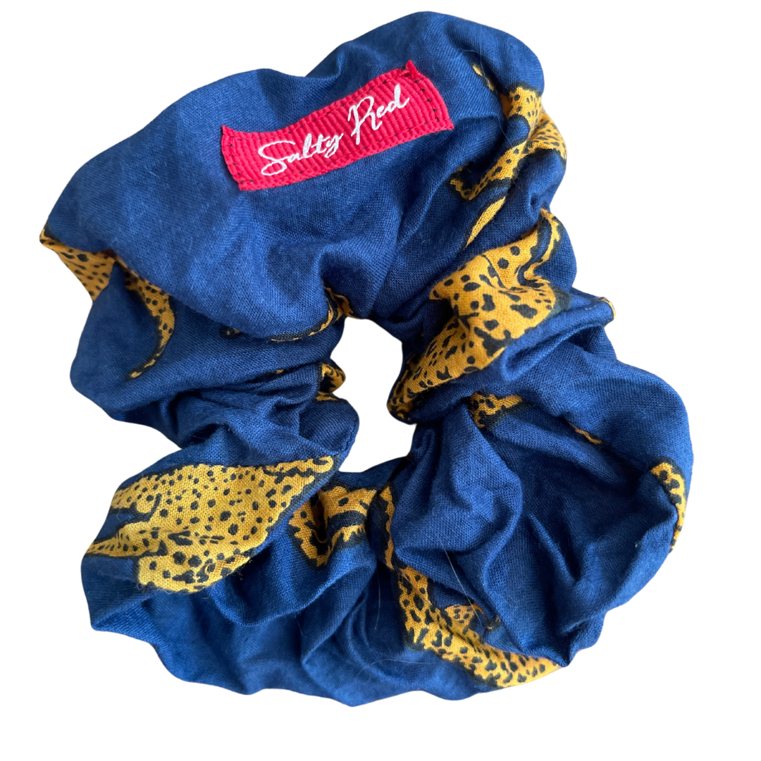 Scrunchie - Navy w Orange Leopards