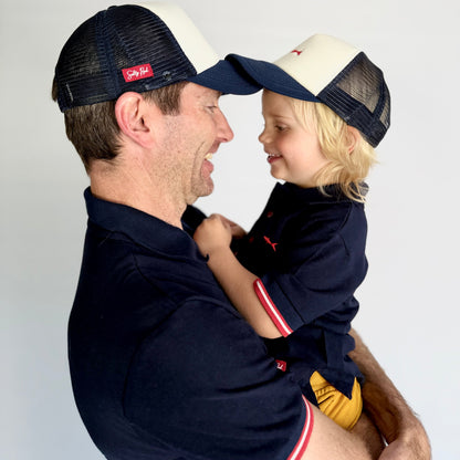 Mens Golfer - Navy - Royal Blue w Orange Leopards Insert