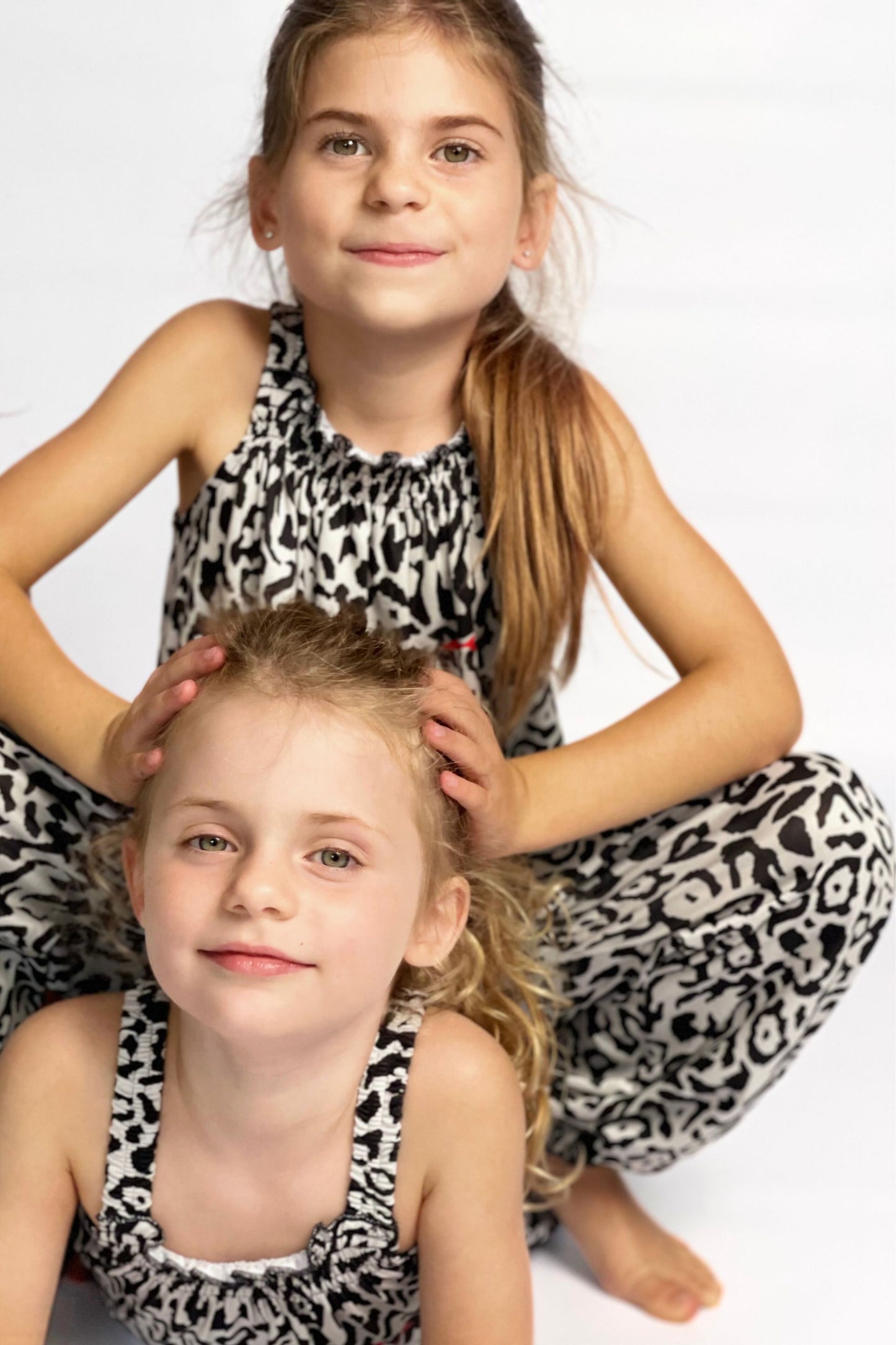 Girls Jumpsuit - Black and White Animal Print