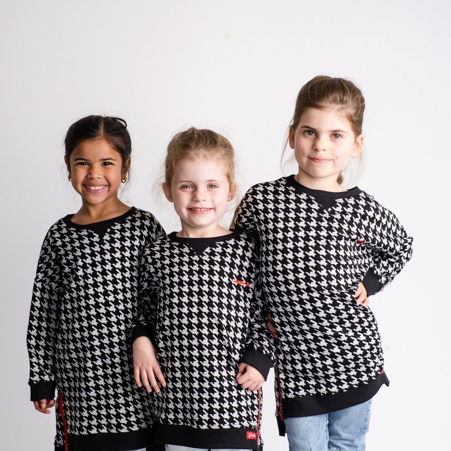 Girls Jumper Dress - Black and White Houndstooth