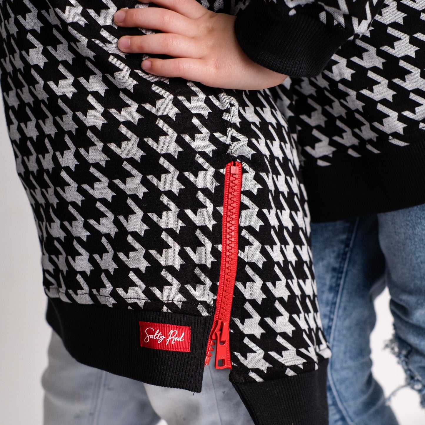 Girls Jumper Dress - Black and White Houndstooth