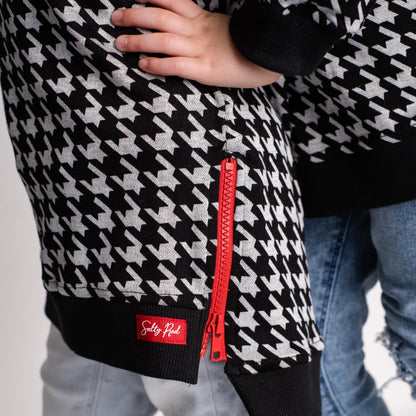 Girls Jumper Dress - Black and White Houndstooth
