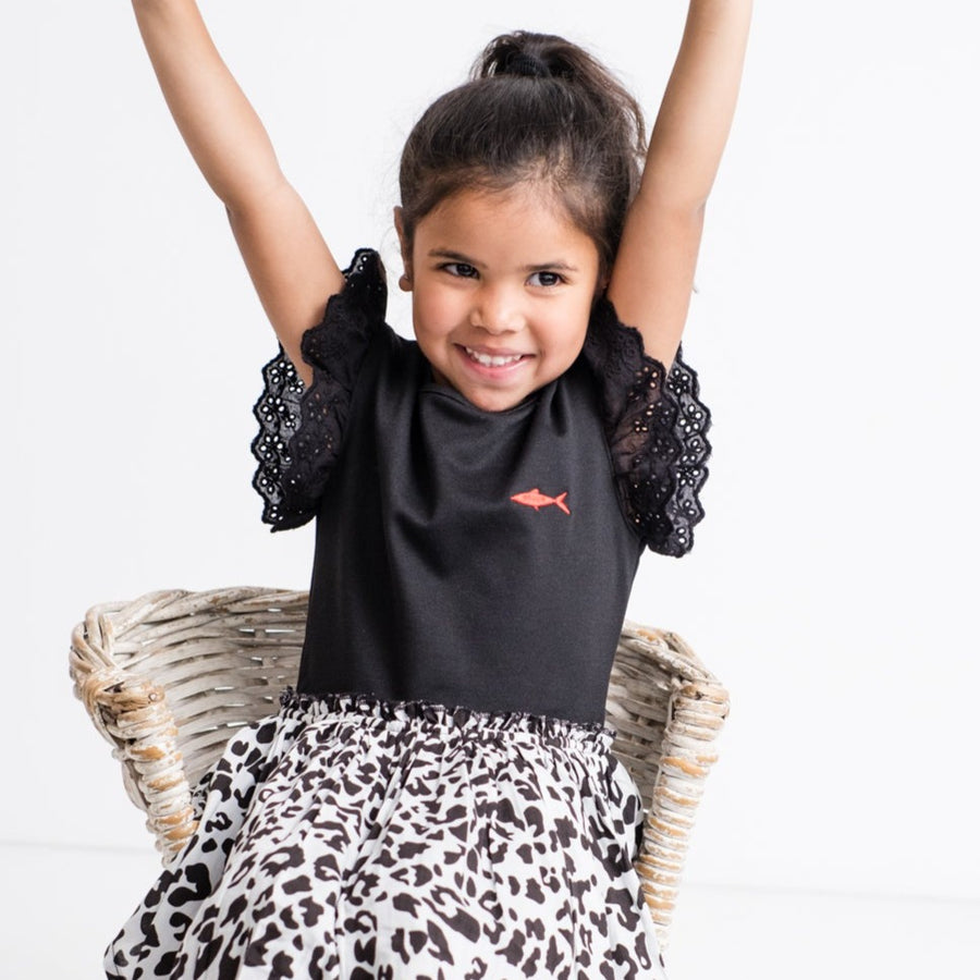 The Flounder Dress - Black and White Leopard