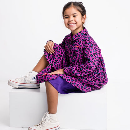 Girls Shirt Dress - Purple Animal Print