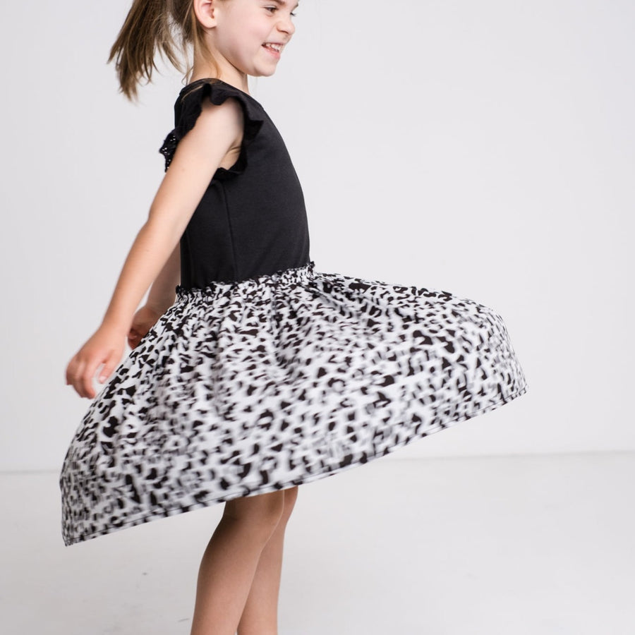 The Flounder Dress - Black and White Leopard