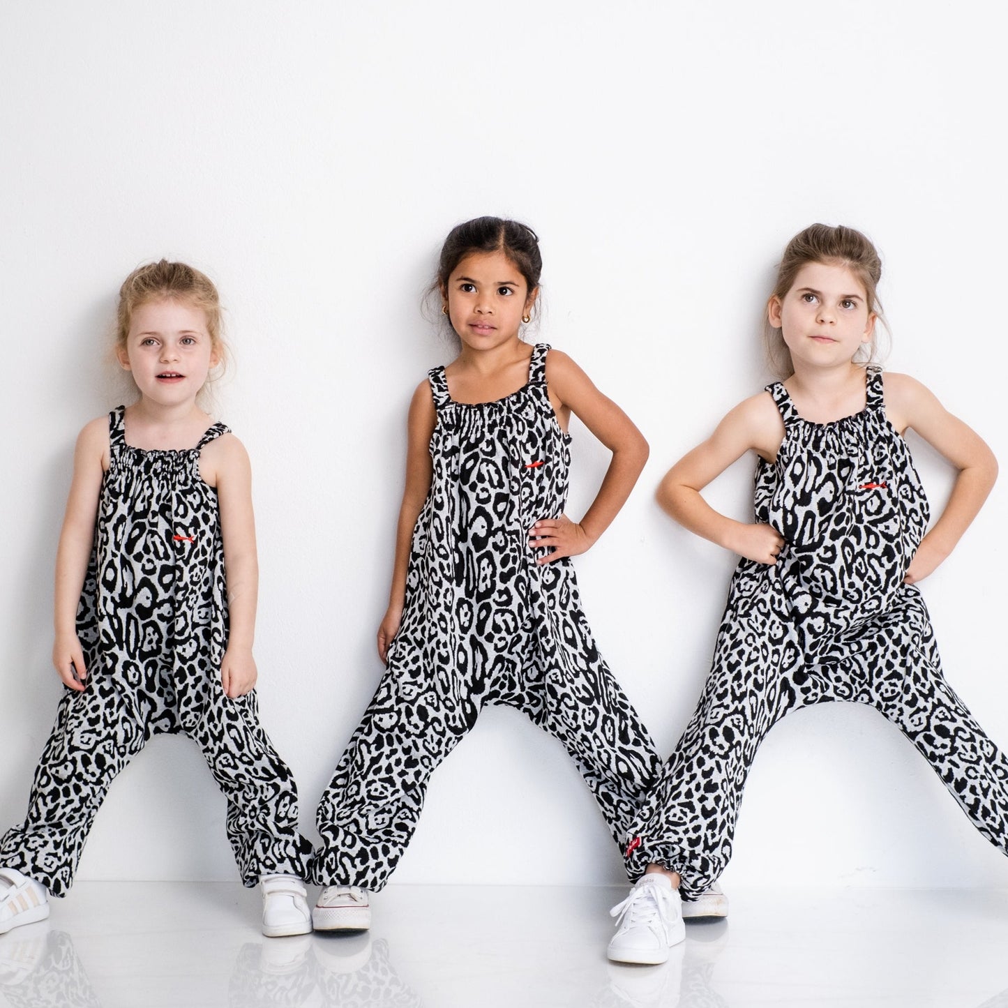 Girls Jumpsuit - Black and White Animal Print