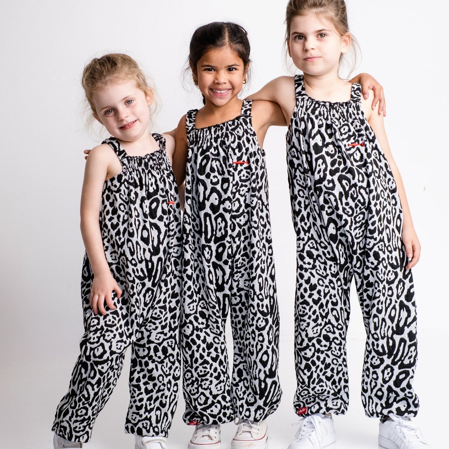 Girls Jumpsuit - Black and White Animal Print