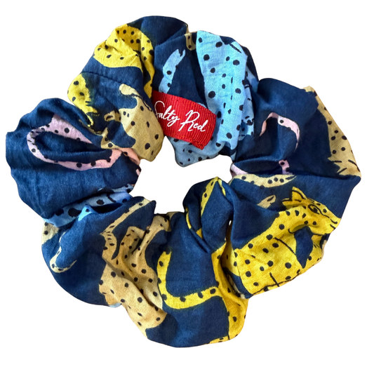 Scrunchie - Cheetah on Navy