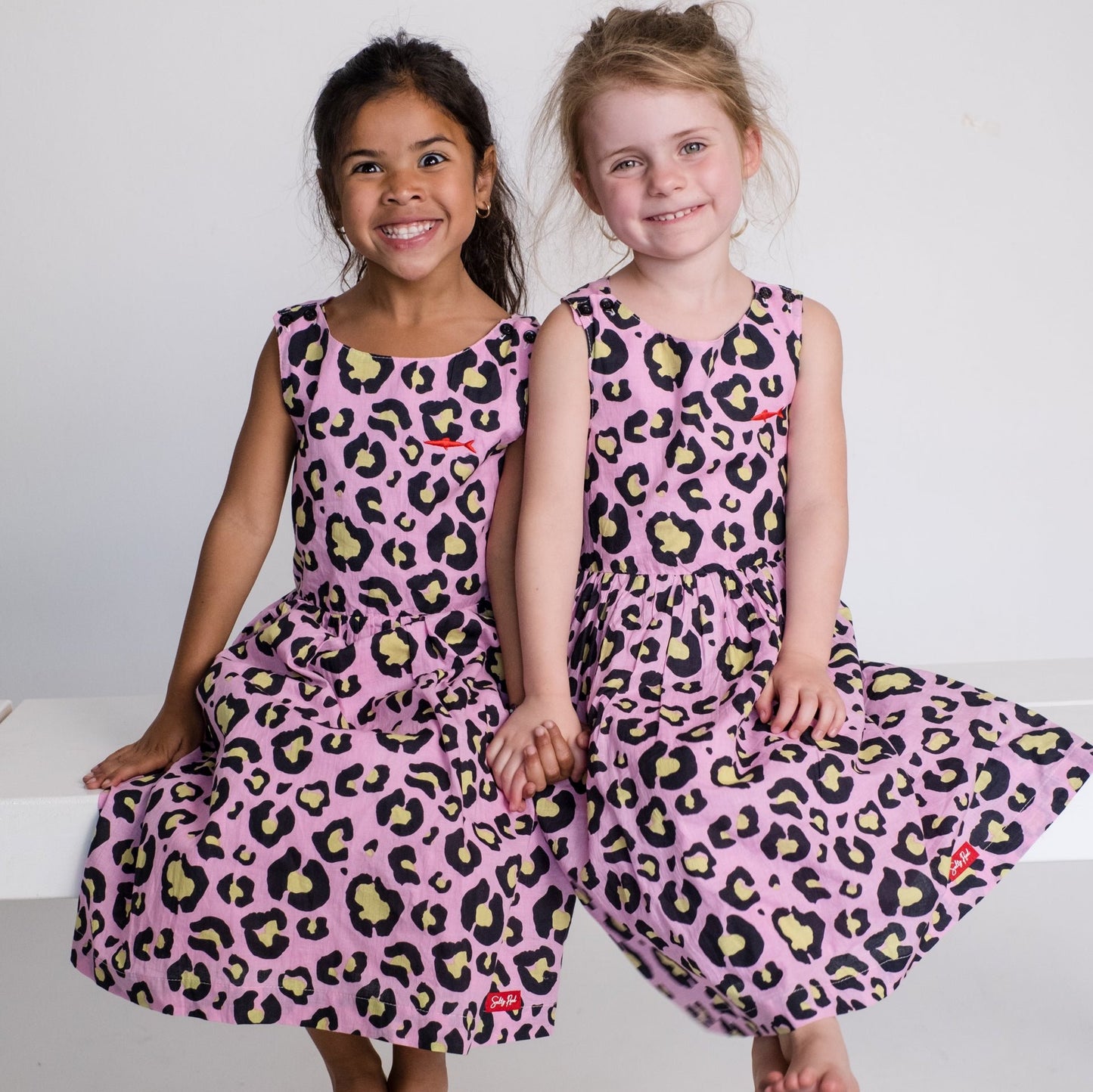 Girls Criss Cross back Dress - Pink and Black Animal Print