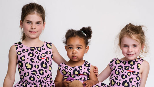 Girls Criss Cross back Dress - Pink and Black Animal Print