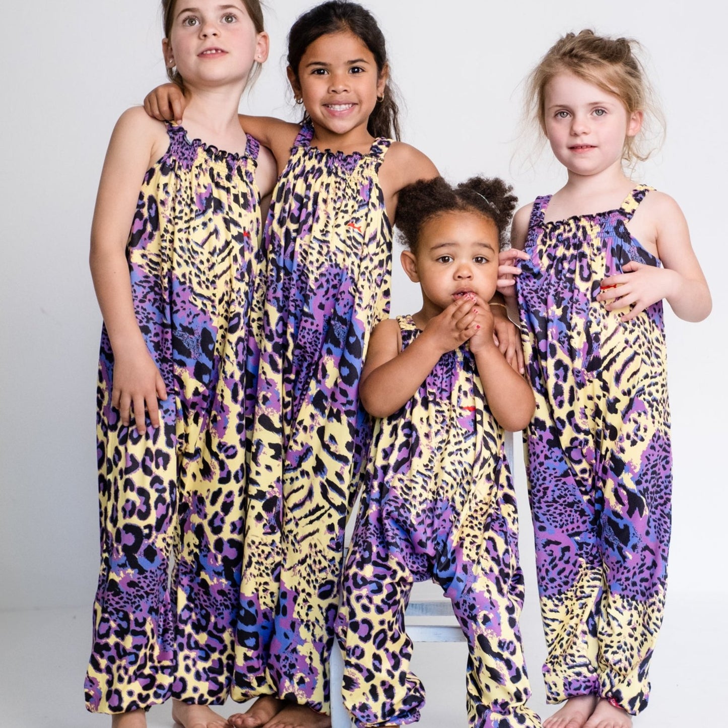 Girls Jumpsuit - Purple and Yellow Animal Print