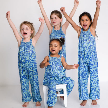 Girls Jumpsuit - Blue Turquoise Animal Print