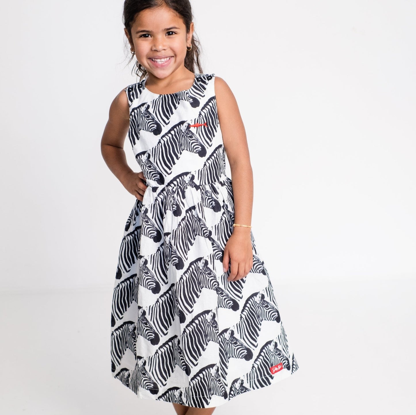 Girls Criss Cross back Dress - Black Zebra