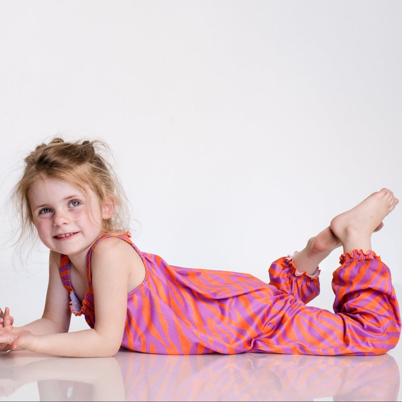 Girls Jumpsuit - Pink and Orange Zebra