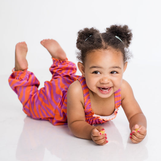 Girls Jumpsuit - Pink and Orange Zebra
