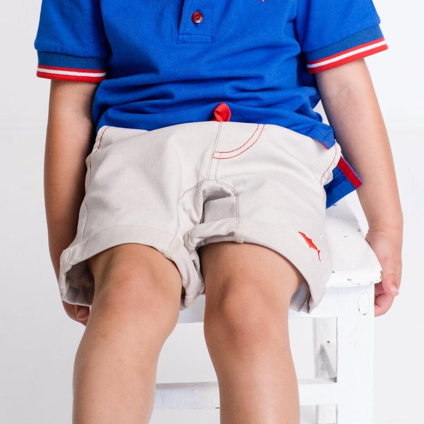 Boys Smart Shorts - Stone - Black Zebra Insert