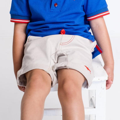 Boys Smart Shorts - Stone - Black Zebra Insert