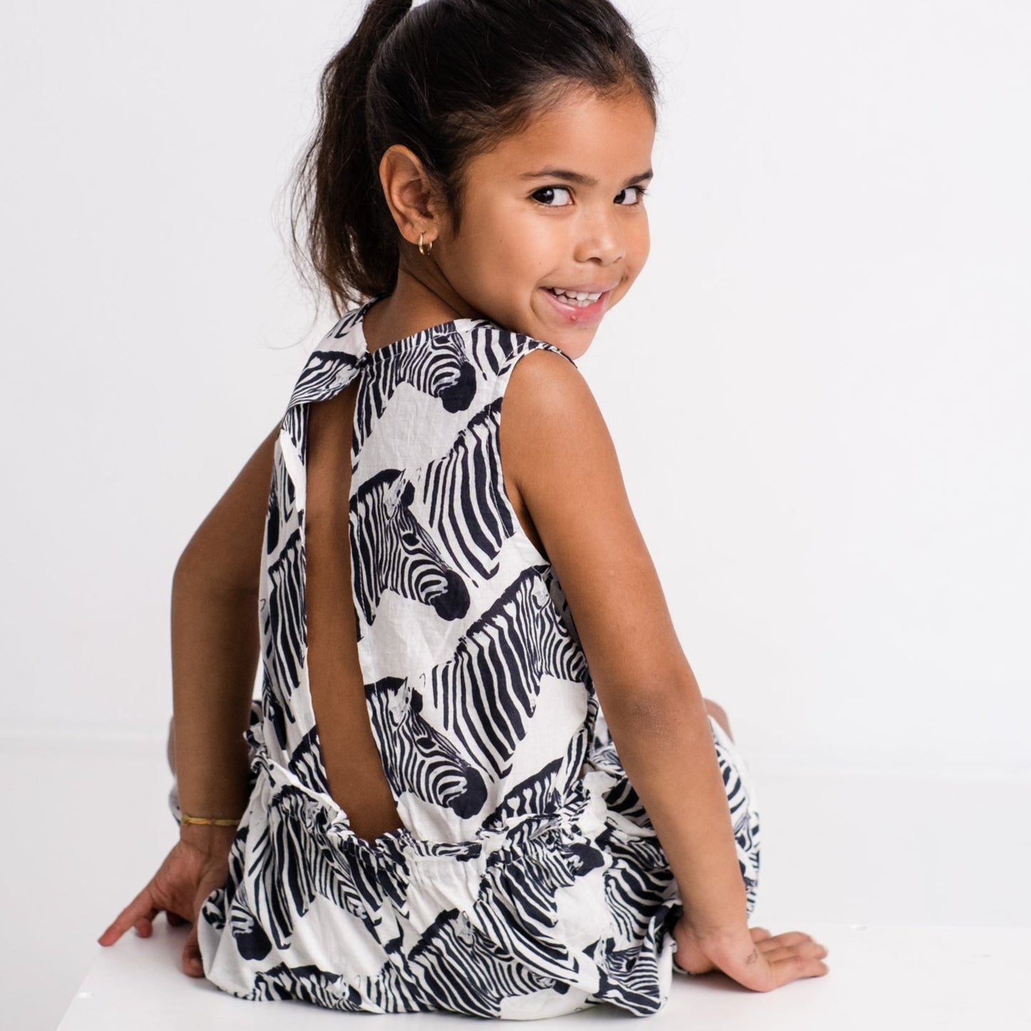 Girls Playsuit - Black Zebra