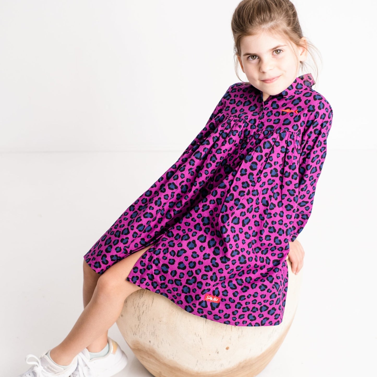 Girls Shirt Dress - Purple Animal Print
